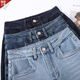 Jeans de patas ancho HKWZ para mujeres en la grasa de primavera MM alargando y ampliado cintura alta 200 Jin [Jin equivale a 0,5 kg] pantalones adelgazantes de alto, azul de mezclilla HS9902 regular 26