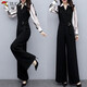 Tucano; Specht Frühlings- und Sommer-Jumpsuit Frauen 2025 Frühling neuer koreanischer Mode-Fashion Casual Black Jumpsuit High Taille Wide Legs Set Black Stripe 345 Dünn S 80-95Jin [Jin gleich 0,5 kg]