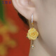 Ai Murphy 2025 new fashion versatile temperament rose earrings women's light luxury unique earrings earrings gold rose inlaid rhinestone earrings