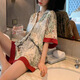 UKUHPKins春秋冰丝短袖短裤睡衣女夏季感休闲可外穿家居服套装 套LW9214【丝滑凉感型】 M 【建议80-100斤】