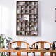 Sanqihu solid wood Duobaoge tea cup rack teapot tea set storage storage wall-mounted display rack Chinese retro tea re-burning special shape 4839 grid large size