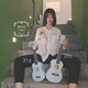 Ibanez Baby Blue Small Fresh Ukulele 21 Zoll 23 Zoll Hawaiianer Viereck für Anfänger hellblau + Pick + Ersatz String + Tutorial + Rucksack + Melodie 23 Zoll