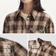 Semir long-sleeved shirt for women mid-length lazy loose off-shoulder autumn chic retro plaid shirt 101524105004