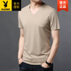 Playboy (Playboy) Marke Summer New Herren kurzärmelig T-Shirt Modal MODAL IHRE COLFEN V-CHECK ICEIL SILFE TOP Dünnes Casual T-Shirt mit mittlerem Alter 9901-Green S 165