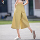Pantalones de algodón y lino de algodón y lino de pájaro carpintero para pantalones de algodón de verano de verano Pantalones de falda informales literarios de la cintura delgada de las mujeres.