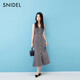 Snidel2025 Producto de otoño e invierno Nuevo producto elegante y versátil Vestido de cola de punto sin mangas en V SWNO254133 Rojo y marrón