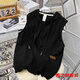 Van Zheshas neue ärmelloses Weste Sweatshirt für den Frühling, Frauen mit Kapuze -Strickjacke für Frauen koreanische Style Reißverschluss Nische Top 841 Grau vertikaler Pferd Clip XL 175