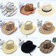Men's Western Cowboy Hat Outdoor Travel Leisure Women's Sun Shade Straw Hat Summer Fishing Hat Sun Protection Cool Hat Navy Blue