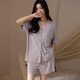 Modal pajamas women's V-neck slimming 2025 summer new cool thin shorts shorts home clothes with chest pad set 3527 M