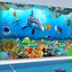 贴画3d立体粘贴画海底世界3d墙贴母婴游泳馆背景墙自粘贴画壁画儿 QT-3524 超小：宽90cm*高60cm(整张)