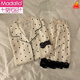 Modal Cool Spitzeneiseis-Seiden-Pyjamas kurzärmelige Shorts für Sommer-Pyjamas für Frauen können lässige und komfortable zweiteilige dünne Stil 9214# L tragen [vorgeschlagen 100-115jin [Jin ist gleich 0,5 kg]]