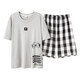 Hongdou official website [Central Mother] 2025 pajamas men summer pure cotton short sleeve shorts cotton teenager men's home clothes milky white 679 L [recommended 110-135 Jin [Jin equals 0.5 kg] wear]