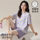Era de algodón de Purcotton con pijama integrado de almohadilla de mama para mujeres en pantalones cortos modales de verano pantalones pantalones cortos de verano de verano traje modal del hogar amigable para la piel [con almohadilla de mama] W12611 M mujeres recomendadas 80-100Jin [Jin equivale a 0.5 kg]