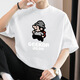 260g heavy pure cotton short-sleeved T-shirt men's summer loose round neck top fashion brand pixel printed cotton half-sleeved M09-693 black M