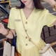 Frauen 2025 Sommer Neues französisches Design kleiner taillengekümmerter Slim Princess Kleid D1478 Yellow L [110-120jin [Jin entspricht 0,5 kg]]]