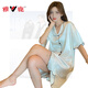 Yalu Internet Celebrity Nachthemd für Frauen im Sommer Dünne Eisseide Kurzärärmische Damen Pyjama im Sommer Cool und komfortable Heimkleidung CWS-9901# M [75-100Jin [Jin ist 0,5 kg]]