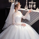 Main wedding dress for women 2025 new bridal lace super fairy dream wedding dress French fat spring and summer wedding dress center shaft V-neck white XS