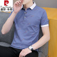 Pierre Cardin Seda de hielo 2025 Summer Nuevo cómodo lapa de solapa de solapa corta Camiseta casual de colas de manga corta Menigra.