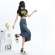 真维斯牛仔半身裙女2025夏季新款高腰显瘦开叉a字中长款复古包臀裙子女 3878怀旧蓝 L