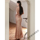 True Champagne Color Fishtail Party Vestido de noche para mujeres Nuevas ropa de tostada de nicho de lujo de alta gama para la novia Sense Sense Champagne Color s