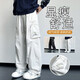 ZIPJBX workwear casual pants for men in summer fashion trendy brand loose and versatile ice silk quick-drying men's straight-leg pants 9866 black M suitable for 80-100Jin [Jin equals 0.5 kg] to wear around