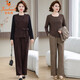 
Golden Fox Mom Dignified and Atmospheric Set Autumn Vest Jacket 2025 New Middle-aged and Elderly Women's Spring and Autumn Top Khaki 753 2XL Recommended 110-125Jin [Jin equals 0.5 kg]