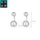 Gongzhan upper and lower ball stud earrings for women, simple and fashionable pt950 platinum earrings, flash diamonds, flash car flower beads, platinum earrings, car flower lantern beads, platinum earrings, a pair, about 2.8-3 grams