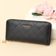 Crocodile shirt cowhide hand-wrapped long diamond wallet women's ticket clip clutch gift box 2215 black