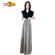 Chujing 2025 Nuevo traje de verano Internet Celebridades de reducción de edad de la edad Top calzada plisada de patas anchas Falda de dos piezas Set para mujeres pantalones de pierna ancha de velcro (estilo de verano) S 85-100Jin [Jin equivale a 0.5 kg] altura de pantalones por encima de 160 por encima de 160