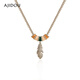 AJIDOU Ajidou necklace for women's relaxed comic travel series alloy feather pendant yellow + green oil dripping 41.5cm 1 piece