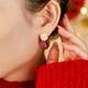Qlady925 silver unique and beautiful red earrings feminine earrings for women 2025 new high-end light luxury earrings autumn and winter