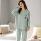 Platino große Pyjamas für Frauen 200 Jin [Jin entspricht 0,5 kg] plus Fett plus große Langschläuche 6xl Special Frühling und Herbst reines Baumwollfett MM Hellgrün 2025 Herbst- und Winter-NJR-Knc9207 L gleich groß