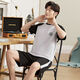 Mu fengqing Herren-Pyjamas für die Sommerkleidung für Männer in der Kurzärmer-Kurzleiste für den Sommer für den Sommer mittleren Alters und Fett-Plus-Größe Set 9922 [H-Serie Herren-Kurzärmel-Shorts Set] l [vorgeschlagen 100-130 Jin [Jin gleich 0,5 kg]]
