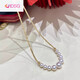 OIDSG Jewelry Goddess 5-8mm Crescent Pearl Necklace Pearl Pendant White Translucent Pink 38+5cm cm Adjustable