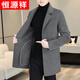 Hengyuanxiang high-end wool coat men's autumn and winter new style middle-aged mid-length windbreaker suit collar wool woolen coat Gray M 170 Recommended weight 110-130Jin Jin equals 0.5 kg