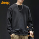 Jeep (JEEP) sweatshirt men's color matching autumn and winter loose long-sleeved T-shirt top men's heavy base shirt black XL