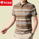 Biyinlefen Summer New Men's Investing Color Rayed Manos cortos para que se vea delgado para el polo masculino 9720-Khaki M105 sugiere 100-120jin [Jin iguala 0.5 kg] tamaño universal