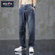 
Encyclopedia Denim Laiser Tennis Jeans Men's Summer Thin Loose Straight Wide Legs American Fashionable Brand Casual Long Pants H1048 Light Blue 2XL Recommended 155-170Jin [Jin equals 0.5 kg]