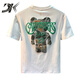 DK2025 Neue Modemarke LOSSEN BEARBRIEBEN VON RUNDSCHRAUF DRUCKENDER SPRINGEN Kurzärärmig T-Shirt für Männer schlankes Baumwoll halbärmeliges T-Shirt Weiß 5 JSW9923 M geeignet für 90-108jin [Jin gleich 0,5 kg]