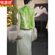 Hengyuanxiang Fashion Short à manches à manches courtes pour femmes 2025 Été Nouveau style chinois Twinkle Top Vêtements pour femmes Green Top M [DÉGISTÉ 105JIN [JIN ÉQUILABLE 0,5 kg] Ci-dessous]