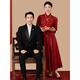 Wen Mi Toast Dress Large Size Zipper Style New Chinese Style Pregnant Women 2025 New Engagement Dress Fat mm Bride Returning to the Door after Marriage Burgundy XL