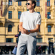 Mr. BU BU CONTRAST COULEUR ROUND COU T-shirt tricoté 2025 Printemps et été Nouveau Skin Friendly Cool Men's Short Sleeve ET15099 Haoyuebai S / 165
