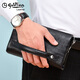 Goldlion men's handbag genuine leather brand 2025 new cowhide crocodile pattern large-capacity clutch men [Black] Official authorization