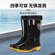Leyou Baiyi Rain boots black rain boots mid tube size 41 waterproof shoes rubber shoes outdoor wear-resistant and not slip-resistant on rainy days