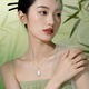Chinese gold water drop gold necklace for women 18k bamboo grass and field jade pendant high-end birthday gift for girlfriend and wife anniversary 18k bamboo grass water drop pendant-free silver chain