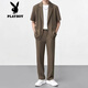 Playboy (PLAYBOY) ice silk drooping suit set for men's summer thin short-sleeved jacket light-climate casual suit single GM black W53 suit + black C58 trousers S