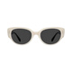 Menmuji cat-eye sunglasses for women with high-end look, small retro European and American style sunglasses, white frame, black and gray film