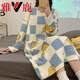 Yalu Breast Pad Nightkide Frauen reine Baumwolle Langarm süße Prinzessinstil Internet Berühmtheit großer Sicht Pyjama LOSS 2025 Neuer Frühling und Herbst CK-16863 2xl [brustloses Pad]
