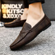 Yierkang Herren Beanschuhe koreanische Version der geschäftlichen Arbeit lässige Lederschuhe atmungsaktiv und vielseitig ohne Rutsch einstufige Männerschuhe 2025 Sommer D826 Black 42 _Small