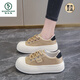 
Woodpecker canvas shoes for women 2025 new thick sole versatile soft sole biscuit board shoes summer sports and casual cloth shoes leather surface beige [5.0cm main picture] 35